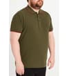 Thumbnail Angled front view of dark khaki tipped polo shirt on model.